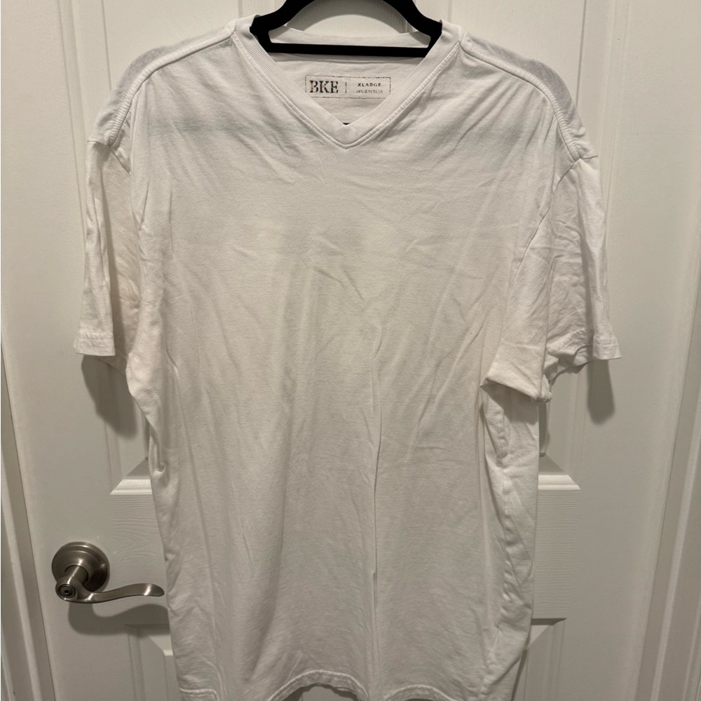 Mens BKE White V-Neck Cotton Tee Size XL